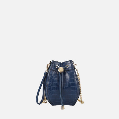 Cassidy Embossed Bucket Bag in Indigo view 6