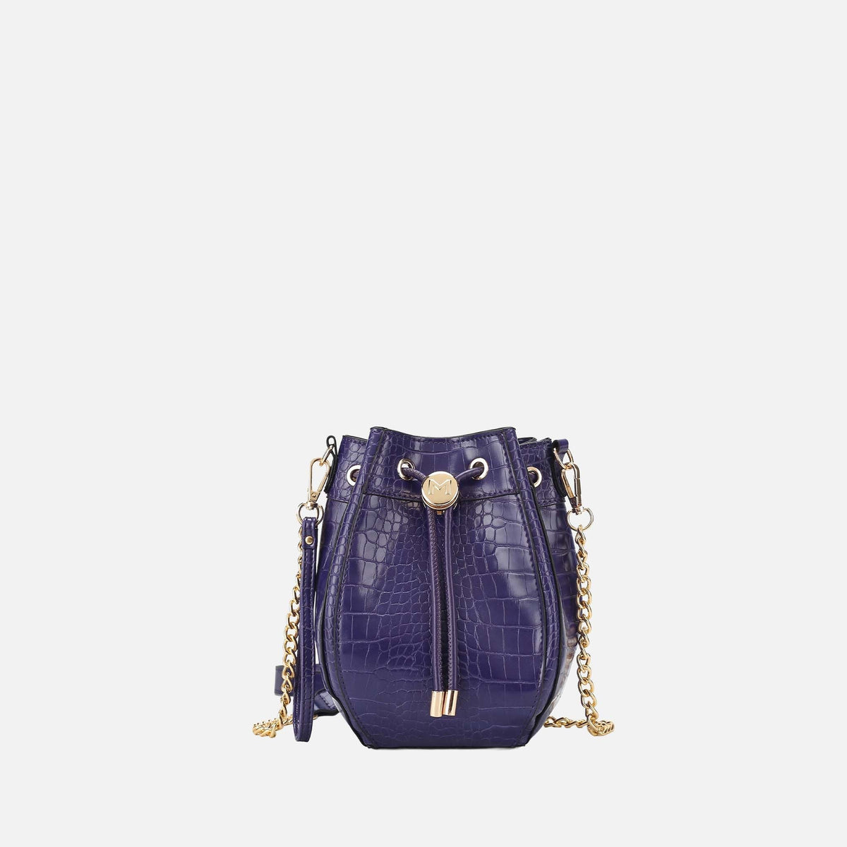 Cassidy Embossed Bucket Bag in Midnight Blue view 5