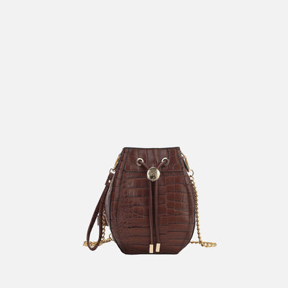 Cassidy Embossed Bucket Bag in Taupe view 10