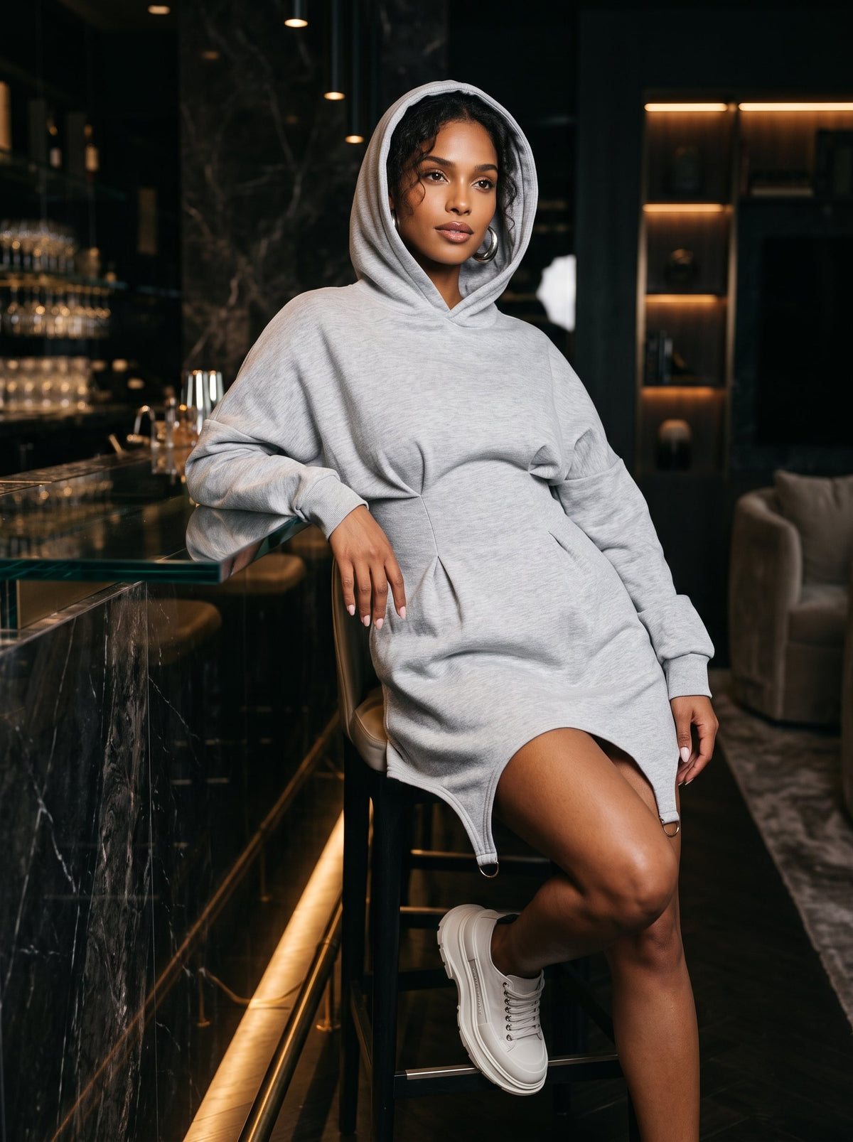 Casual Hoodie Dress in Large view 3 - Casual Hoodie Dress Women
