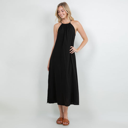 Caterina Dress 100% Cotton Gauze in Azure view 2 - Gauze Dress