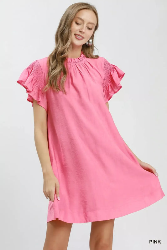 Umgee Ruffle Flutter Sleeve Dress (women's dresses) - shop at us.meeeshop