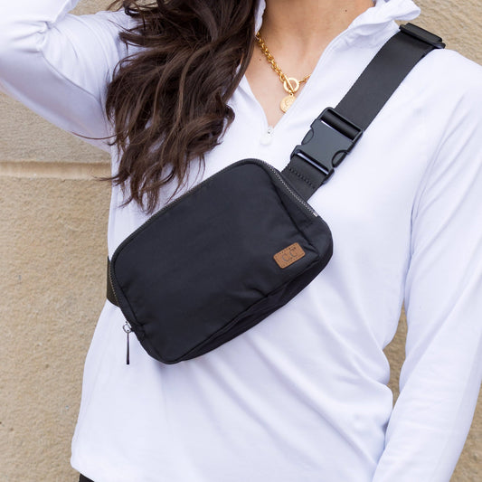 Cc Everywhere Nylon Sling Belt Bag in Beige