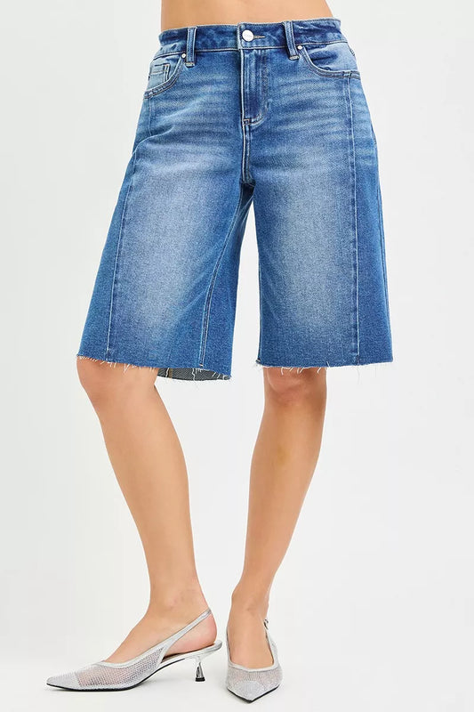 risen raw hem Risen Raw Hem Slouchy Seamed Jorts view 2 (piece) - shop at us.meeeshop