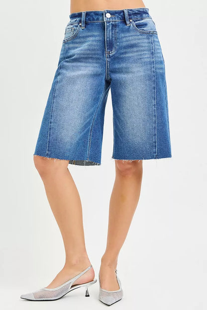 risen raw hem Risen Raw Hem Slouchy Seamed Jorts view 2 (piece) - shop at us.meeeshop