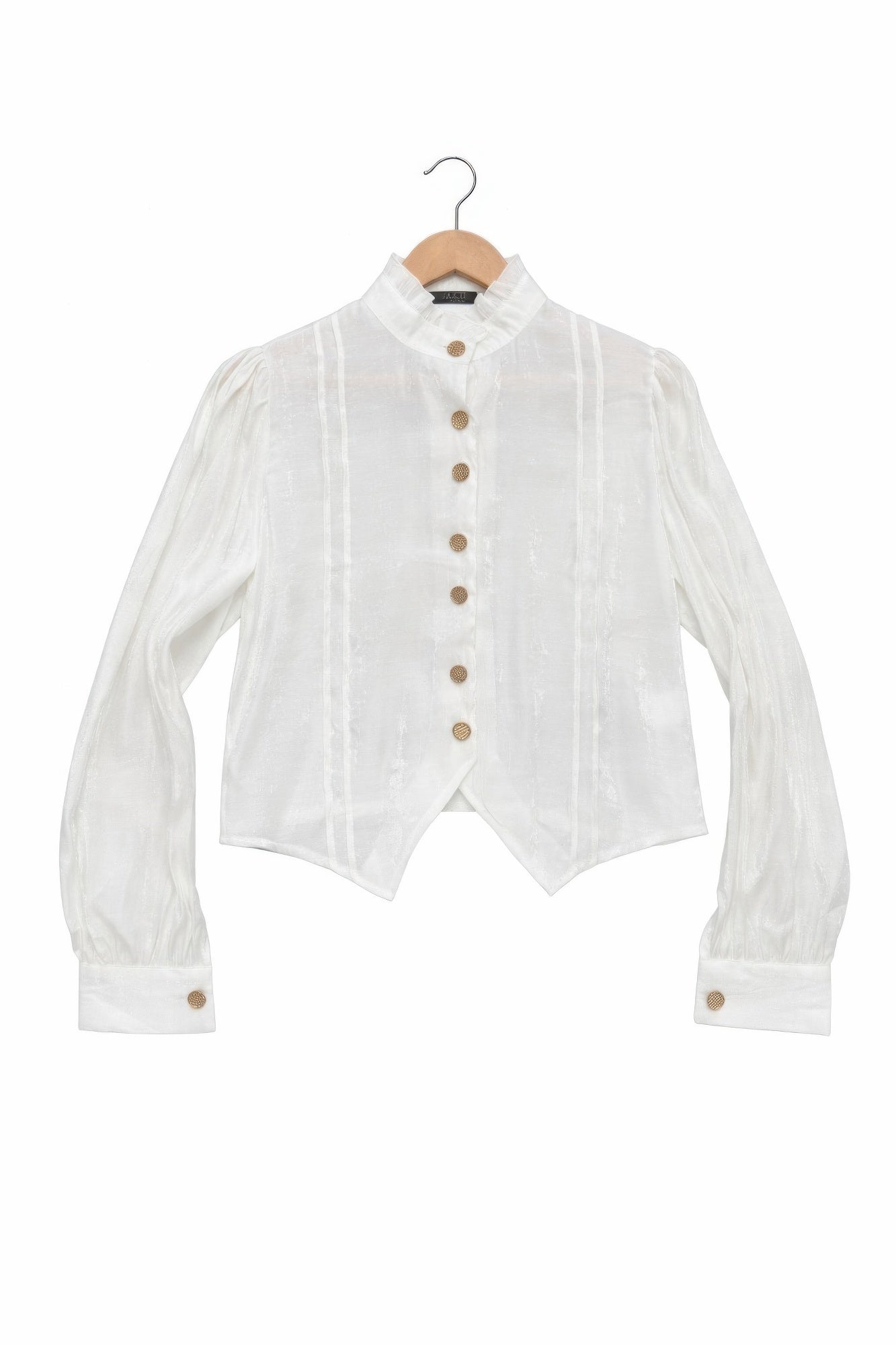 Ccwholesaleclothing Elegant Satin-finish Victorian Button-up Top view 7 - Victorian Satin Blouse