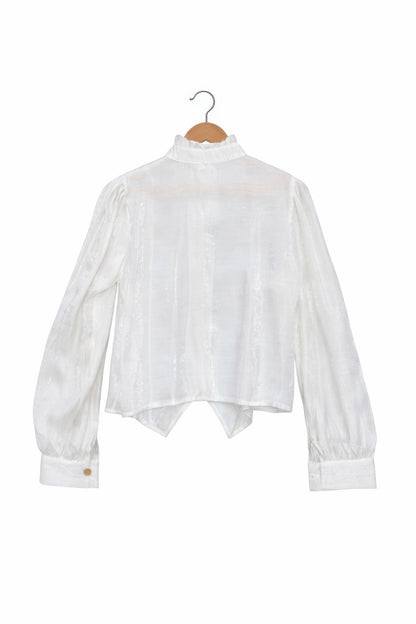 Ccwholesaleclothing Elegant Satin-finish Victorian Button-up Top view 9 - Victorian Satin Blouse