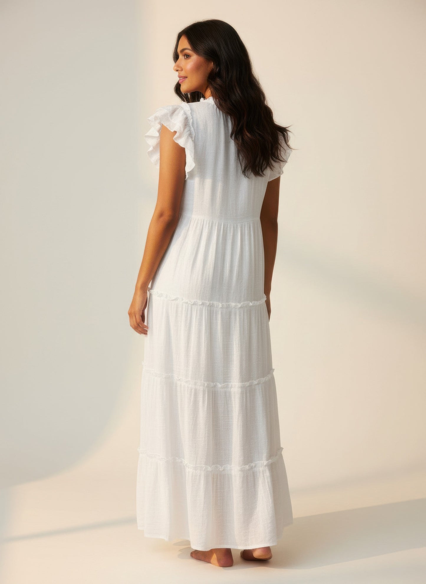 Ccwholesaleclothing Mlle Gabrielle Solid Cap Sleeve Dress in White view 3 - Mlle Gabrielle Dress Vintage