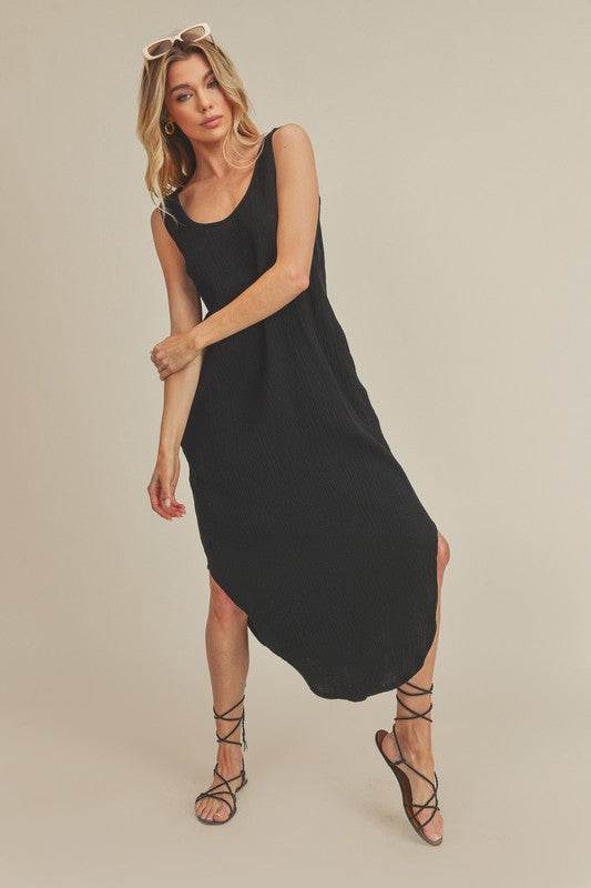 Aemi + Co Round Neck Midi Tank Dress with Pockets - us.meeeshop