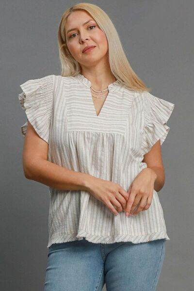 Umgee | Striped Babydoll Top Plus Size - us.meeeshop