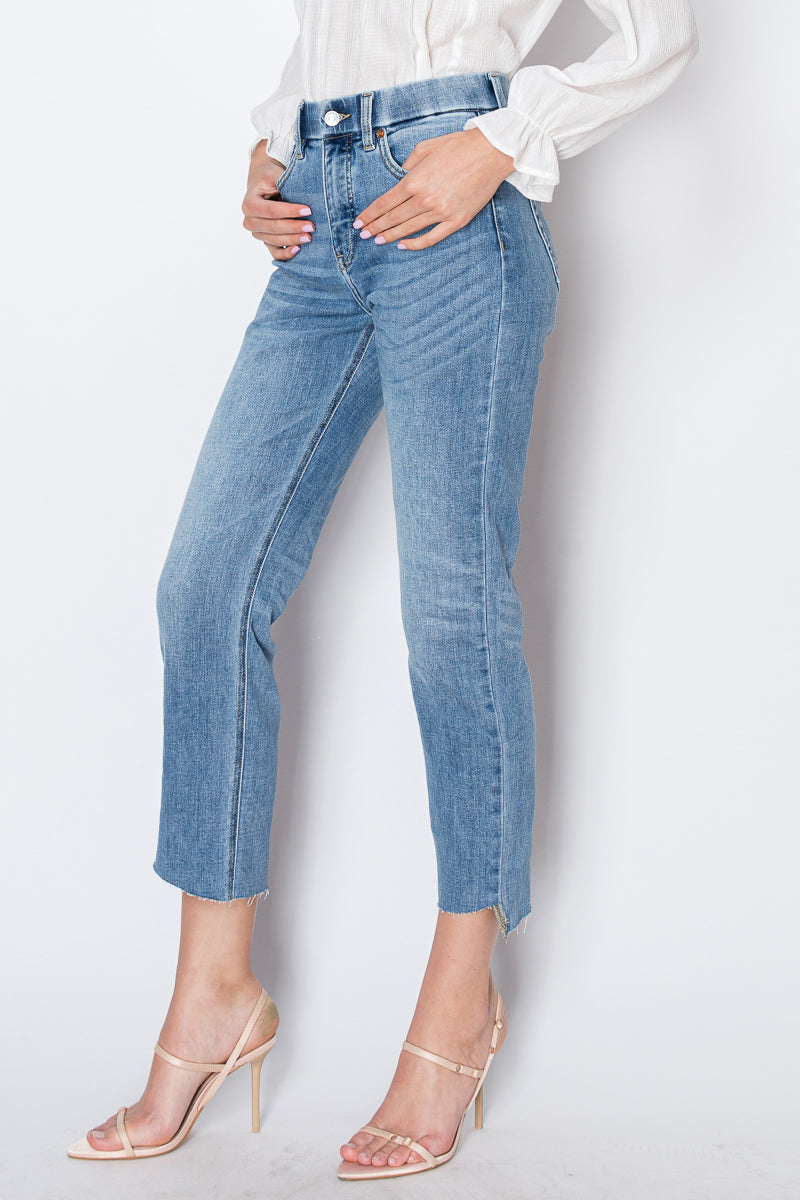 Cecilia Tummy Control High Rise Slim Straight Jeans in 5 (26) view 3 - High-Waisted (bottom)