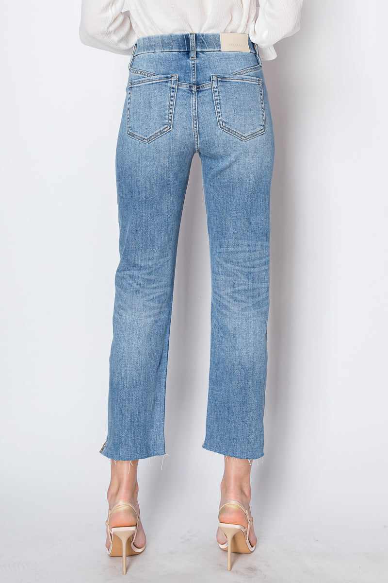 Cecilia Tummy Control High Rise Slim Straight Jeans in 7 (27) view 4 - High-Waisted (bottom)