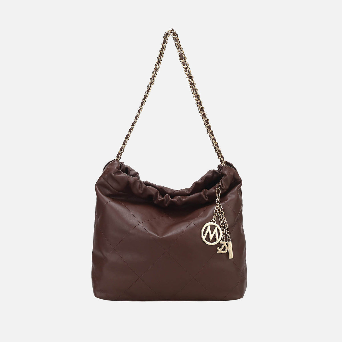 Celestine Quilted Shoulder Bag in Burgundy view 8