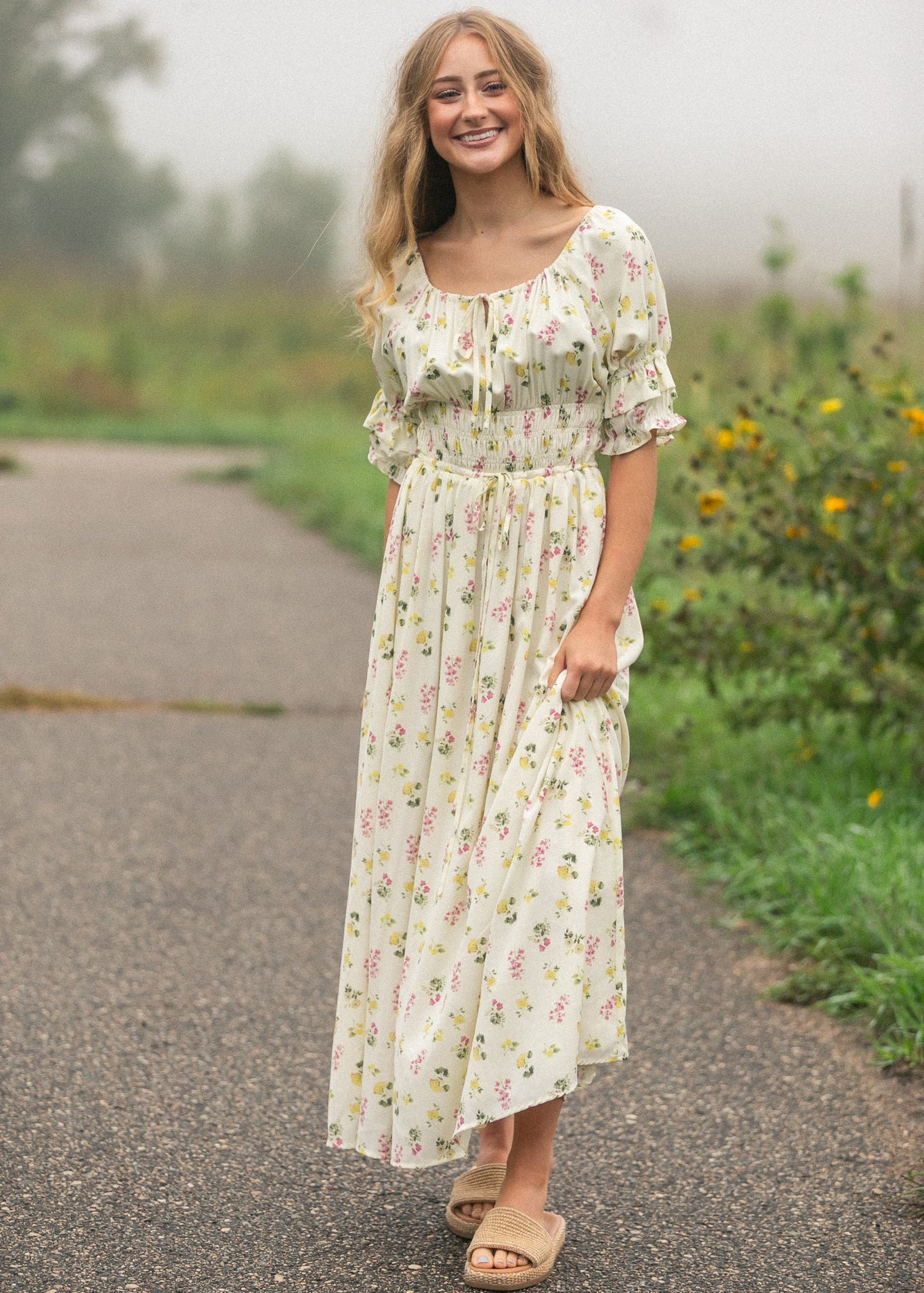 Celine Puff Sleeve Floral Maxi Dress view 10 - Celine Puff Sleeve Dress