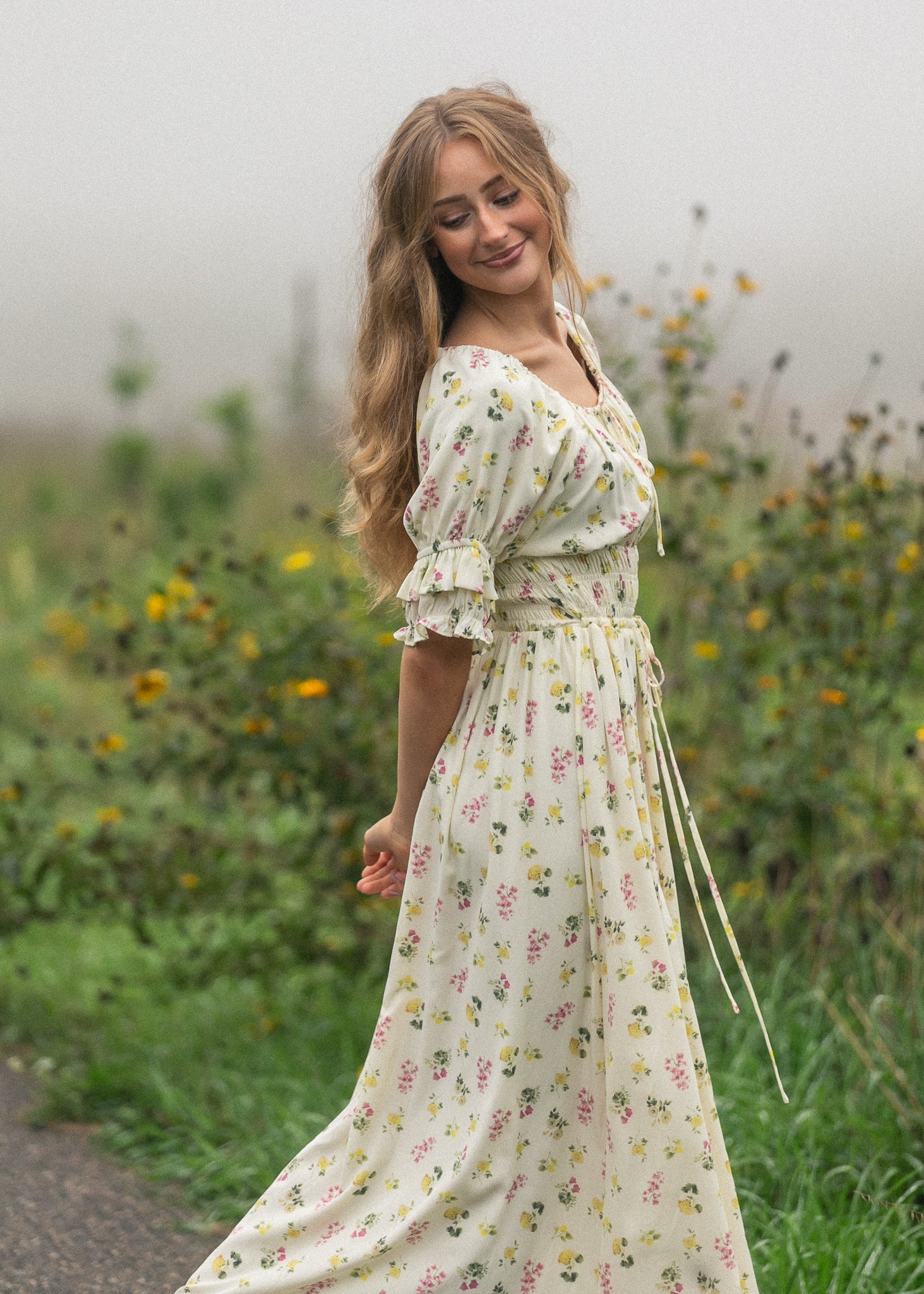 Celine Puff Sleeve Floral Maxi Dress view 12 - Celine Puff Sleeve Dress