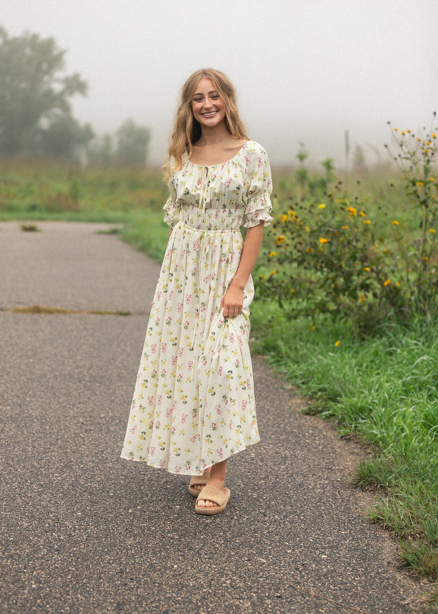 Celine Puff Sleeve Floral Maxi Dress view 8 - Celine Puff Sleeve Dress