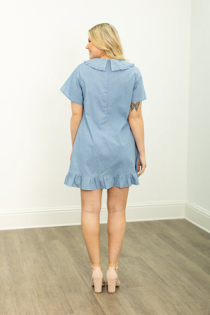 Chambray Dress with Wide Collar view 8 - Chambray Dress Big W