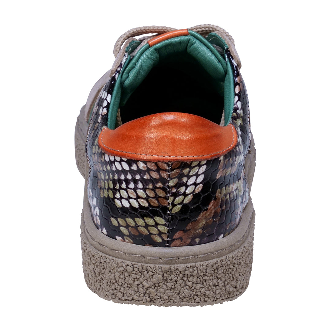 Charlee Green Snake Skin Two-tone Star Motif Lace up Sneakers Green view 4 (shoe) - charlee sneakers, c - shop at us.meeeshop