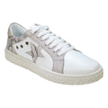 Charlee White Snake Skin Two-tone Star Motif Lace up Sneakers White (shoe) - lace sneakers, motif lace  - shop at us.meeeshop