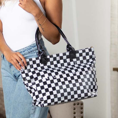 Charly Laminated Checkered Nylon Tote view 10 (bag)