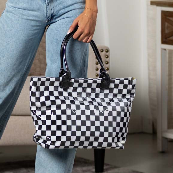 Charly Laminated Checkered Nylon Tote view 11 (bag)
