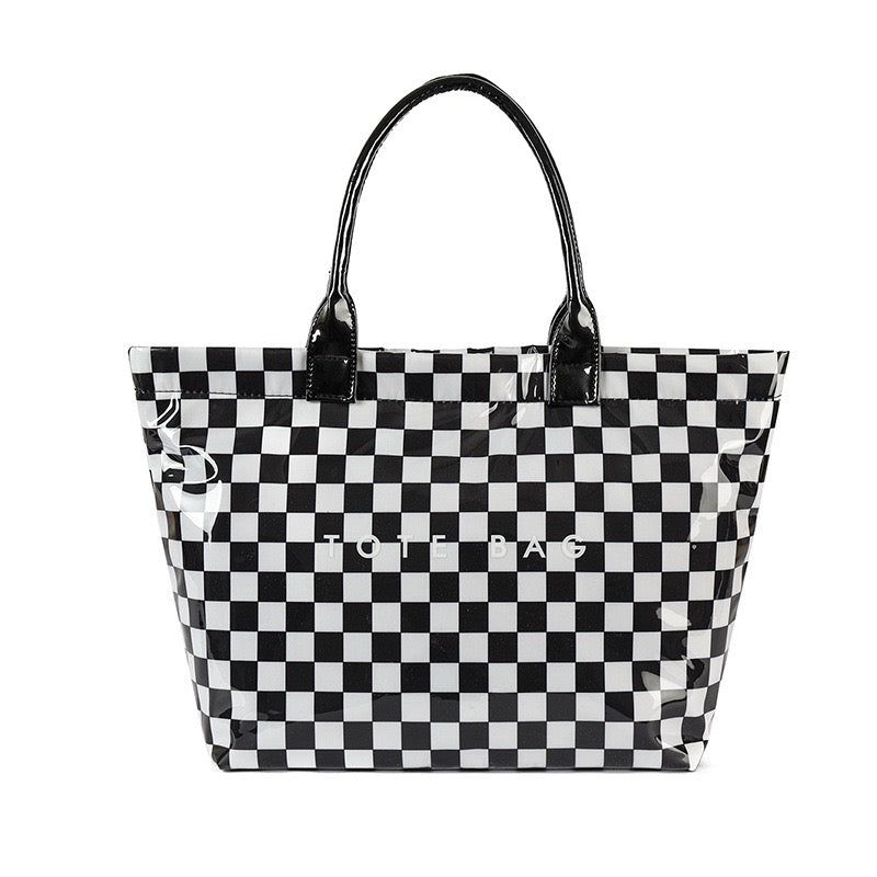 Charly Laminated Checkered Nylon Tote view 12 (bag)