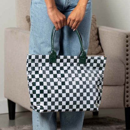 Charly Laminated Checkered Nylon Tote view 13 (bag)