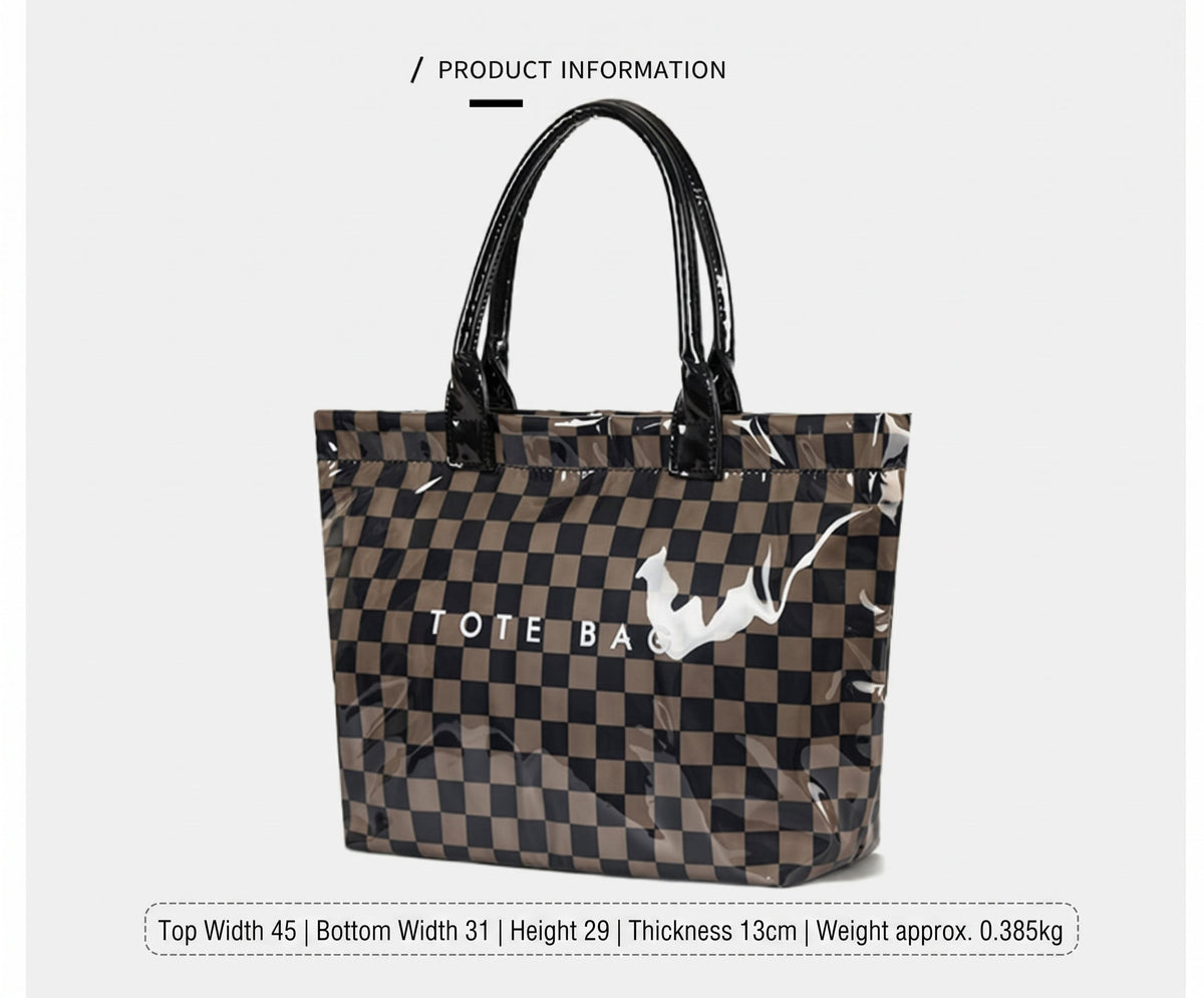 Charly Laminated Checkered Nylon Tote view 16 (bag)