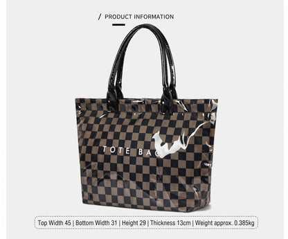 Charly Laminated Checkered Nylon Tote view 16 (bag)