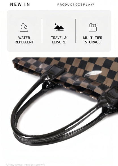 Charly Laminated Checkered Nylon Tote view 17 (bag)