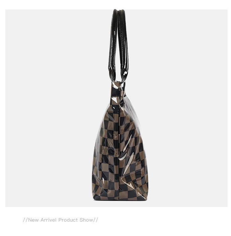 Charly Laminated Checkered Nylon Tote view 19 (bag)