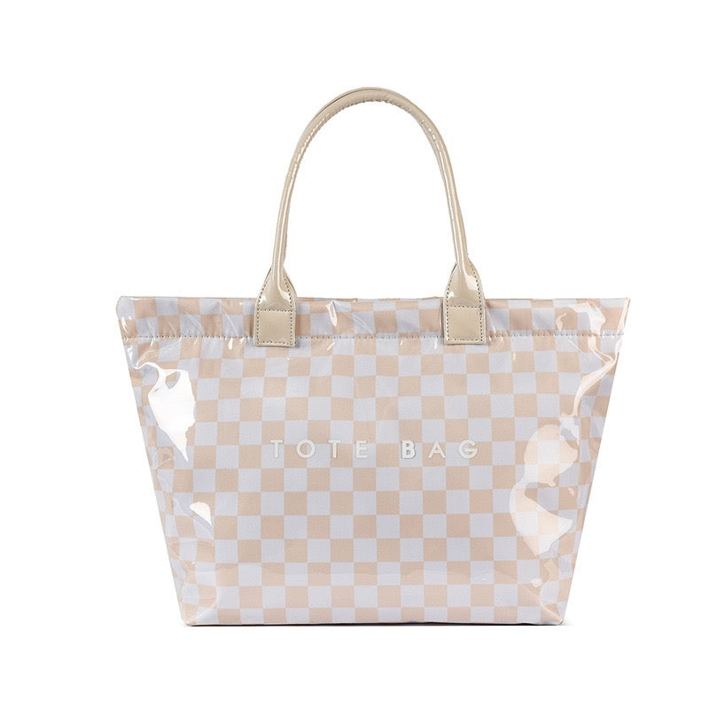 Charly Laminated Checkered Nylon Tote view 6 (bag)