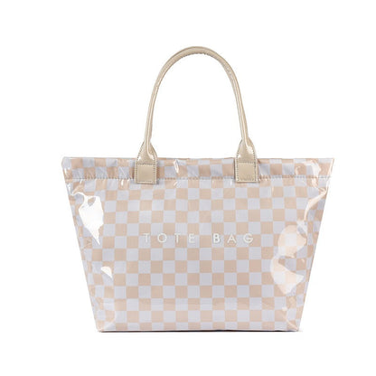 Charly Laminated Checkered Nylon Tote view 6 (bag)