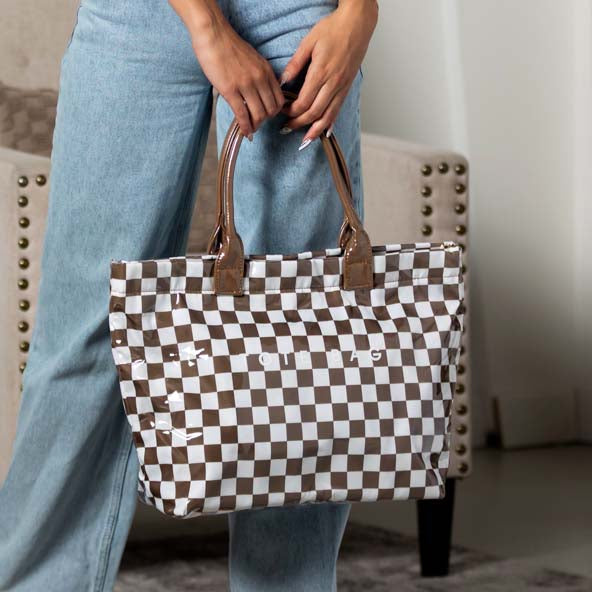 Charly Laminated Checkered Nylon Tote view 7 (bag)