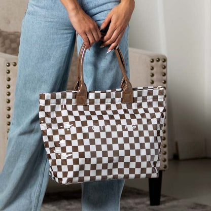 Charly Laminated Checkered Nylon Tote view 7 (bag)