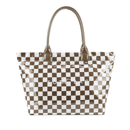 Charly Laminated Checkered Nylon Tote view 9 (bag)