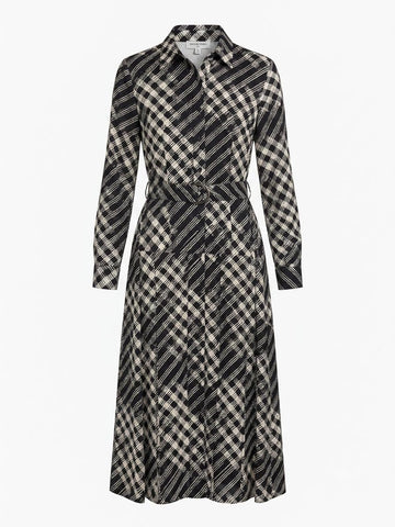 Checkered Shirt Midi Dress - MeeeShop Women's Fashion