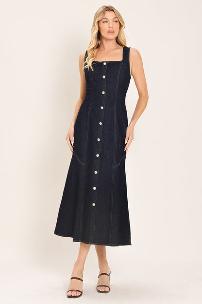 Chelsea Denim Midi Dress in DARK INDIGO - Chelsea Studio Denim Dress