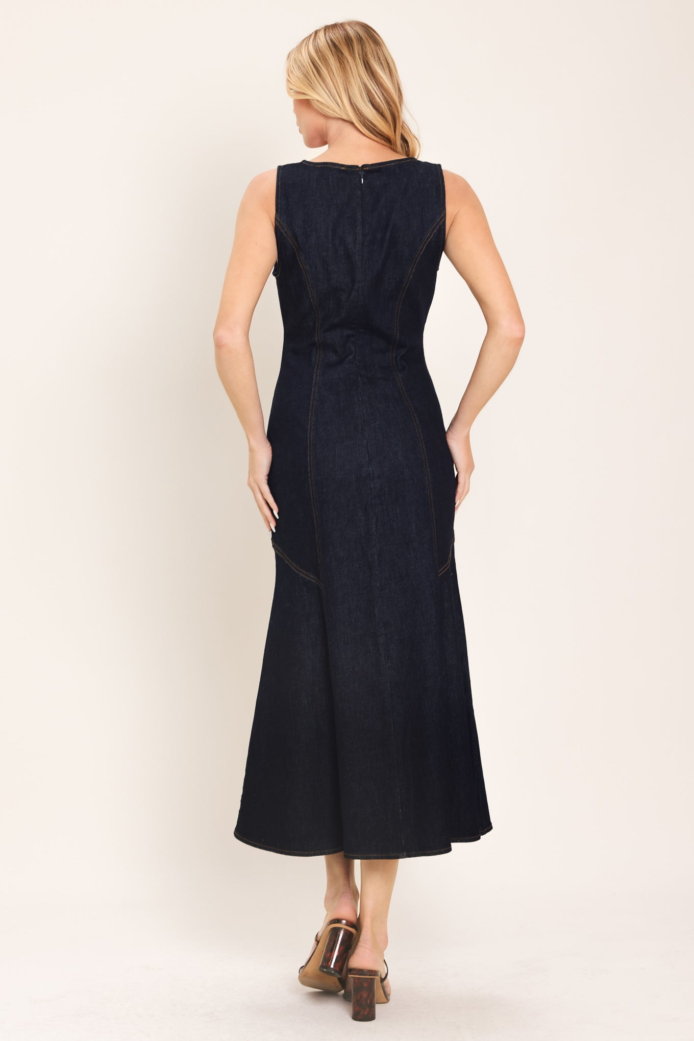 Chelsea Denim Midi Dress in DARK INDIGO view 6 - Chelsea Studio Denim Dress