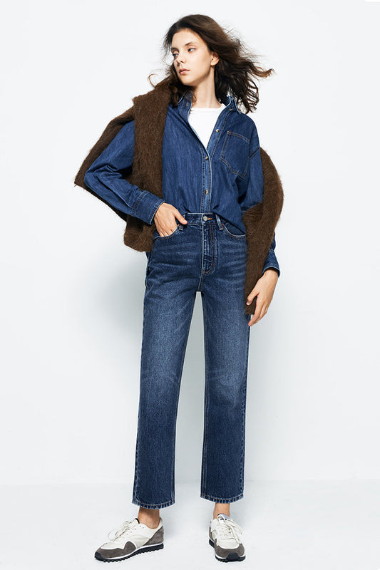 Chelsea High Rise Straight Crop Jeans Hj005 in Let's Stay Together - High-Waisted - Hj005 Jeans (bottom)