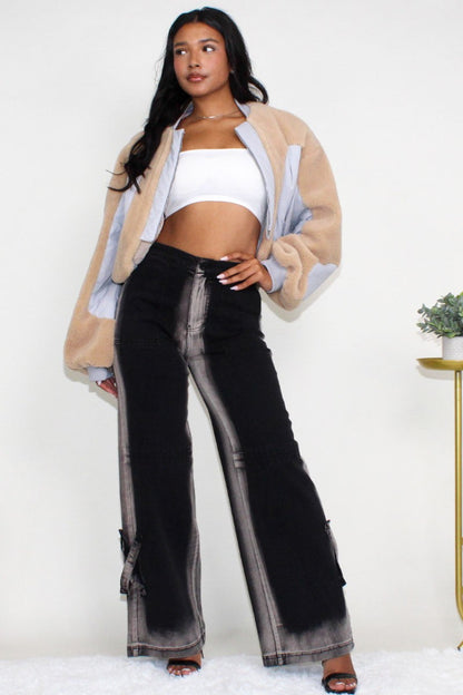 Cherish Charm Cropped Sherpa Cropped Jacket in LARGE view 3 (layer)