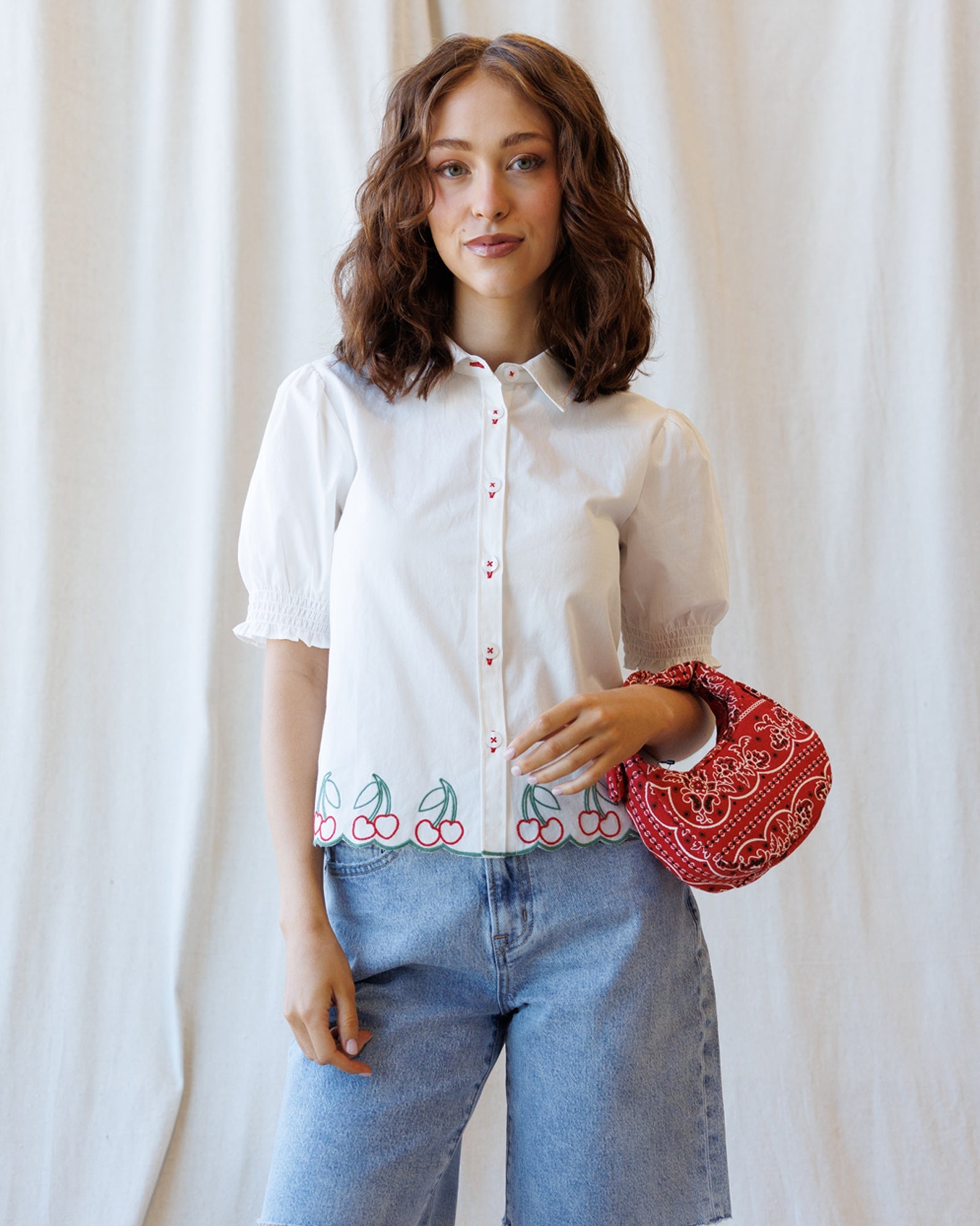 Cherry Cute Button Down in XS (top)