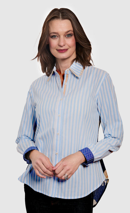 Chesapeake Hi Lo Top with Navy Ground Ellies on the Back in M view 3 - Ellies Top