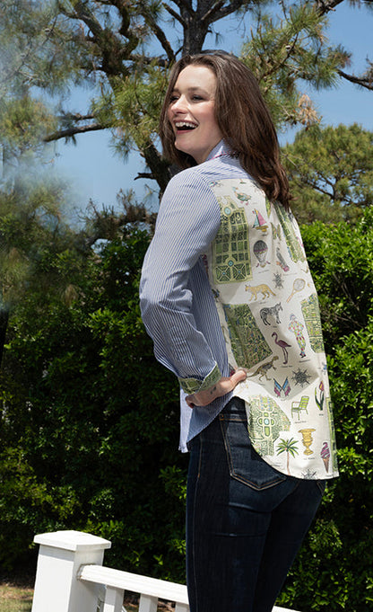 Chesapeake Top Striped Front with Paris Map on Back in S view 2 - Map Top
