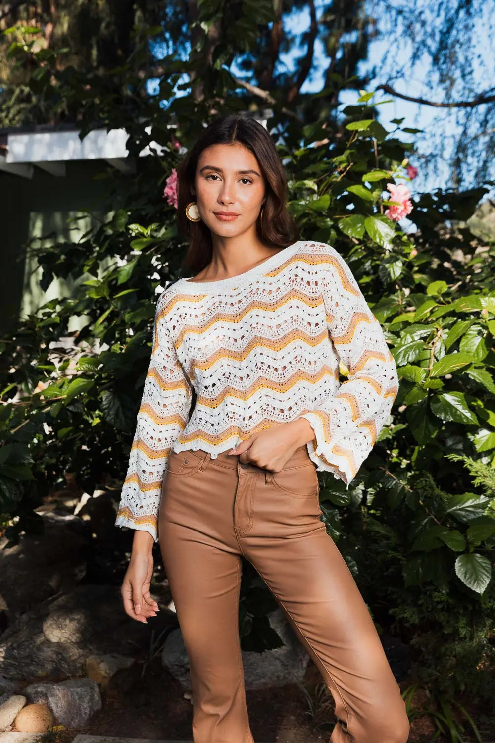 Chevron Chic Flare Crop Top - MeeeShop Women's Fashion
