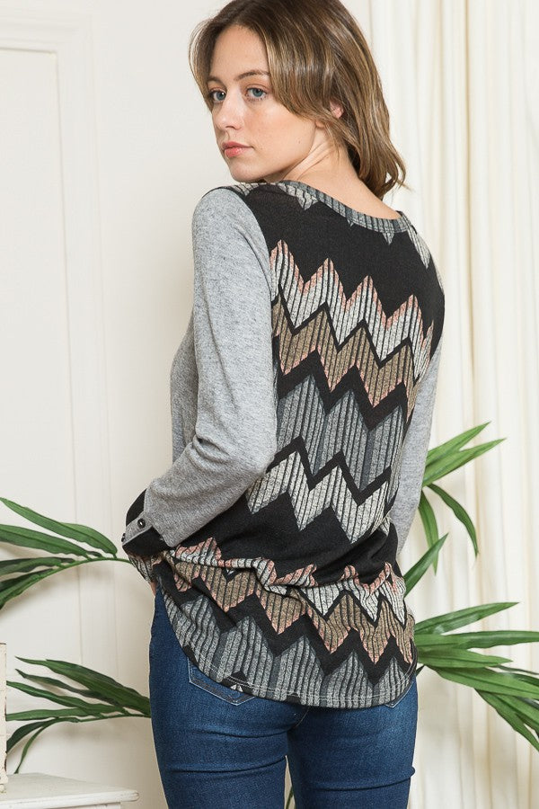 Chevron Print Contrast Sweater Knit view 5 - Fall Wardrobe Essential - Chevron Print Sweater Dress (top)