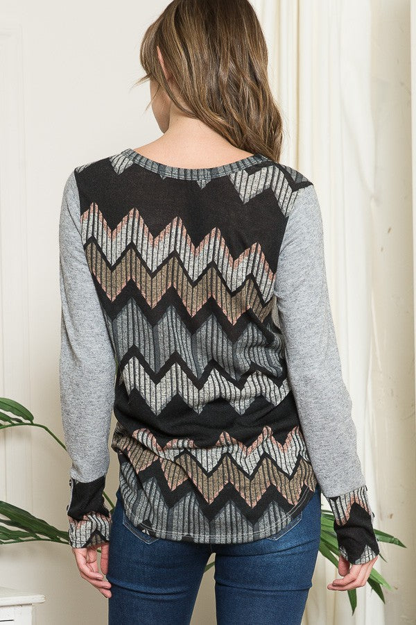 Chevron Print Contrast Sweater Knit view 6 - Fall Wardrobe Essential - Chevron Print Sweater Dress (top)
