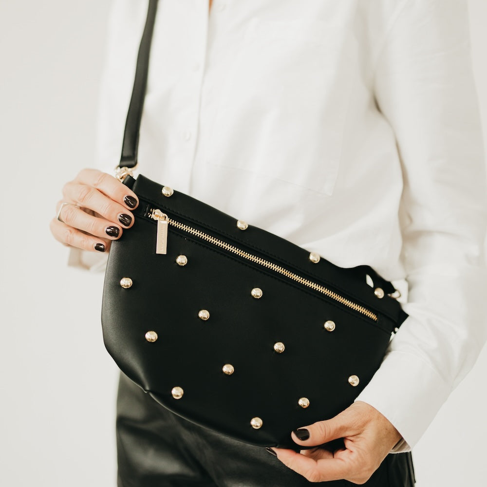 Chic Gold Studded Westlyn Bum Bag view 6 - Chic Gold Bag Charm