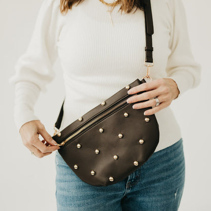 Chic Gold Studded Westlyn Bum Bag view 7 - Chic Gold Bag Charm