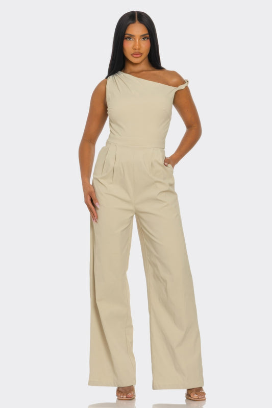 Chic Poise One-shoulder Jumpsuit in S (one-piece)